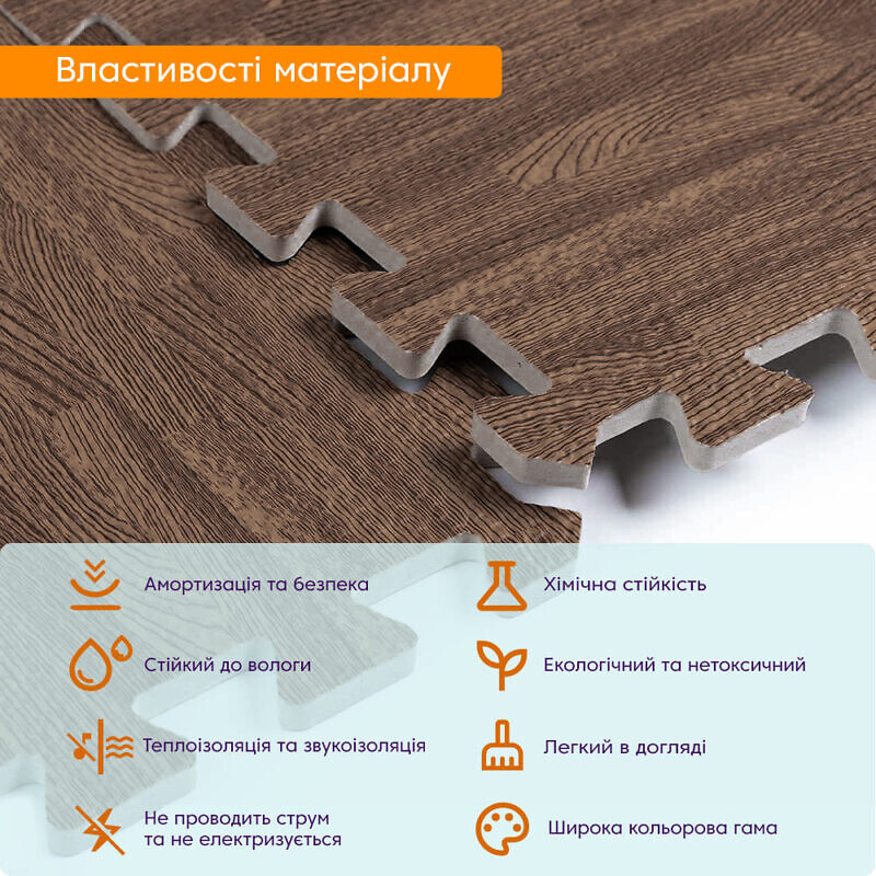 Підлогове покриття пазли МР6 Коричневе  60*60*1см - Зображення 4