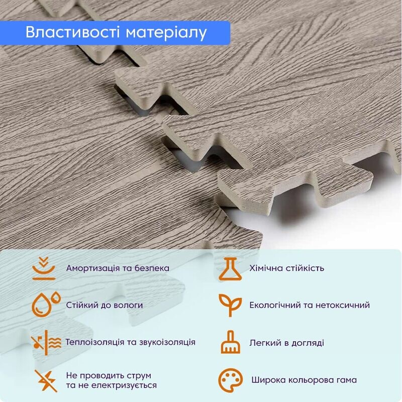 Підлогове покриття пазли  МР9 Сіре дерево 60*60*1см - Зображення 4